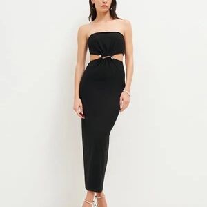 Reformation Amaia Black Strapless Cutout Dress